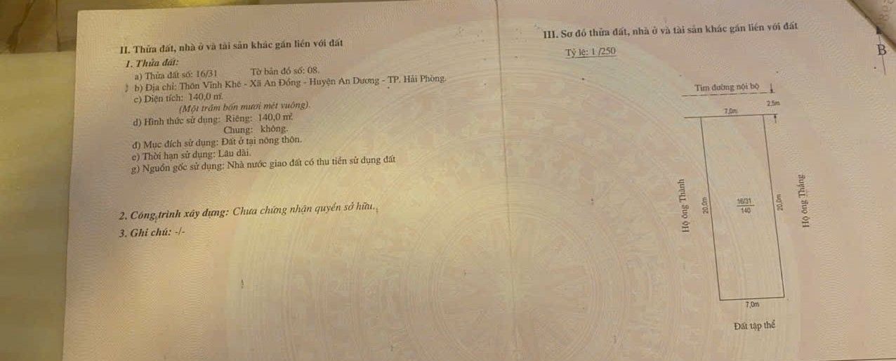 Lô đất đẹp Thôn Vĩnh Khê, 140m² giá 4 tỷ - Kinh doanh sinh lời ngay!