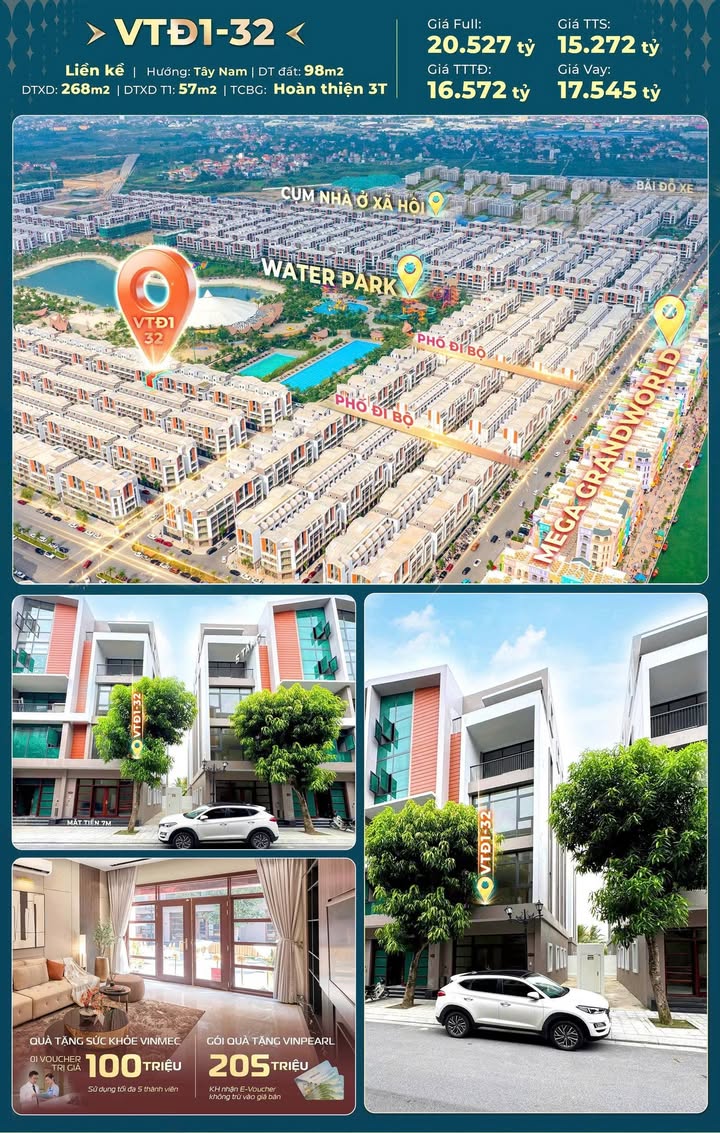 Townhouse Vinhomes Ocean Park 3 98m² giá 15.27 tỷ - Sẵn sàng sống sang giữa lòng đô thị!