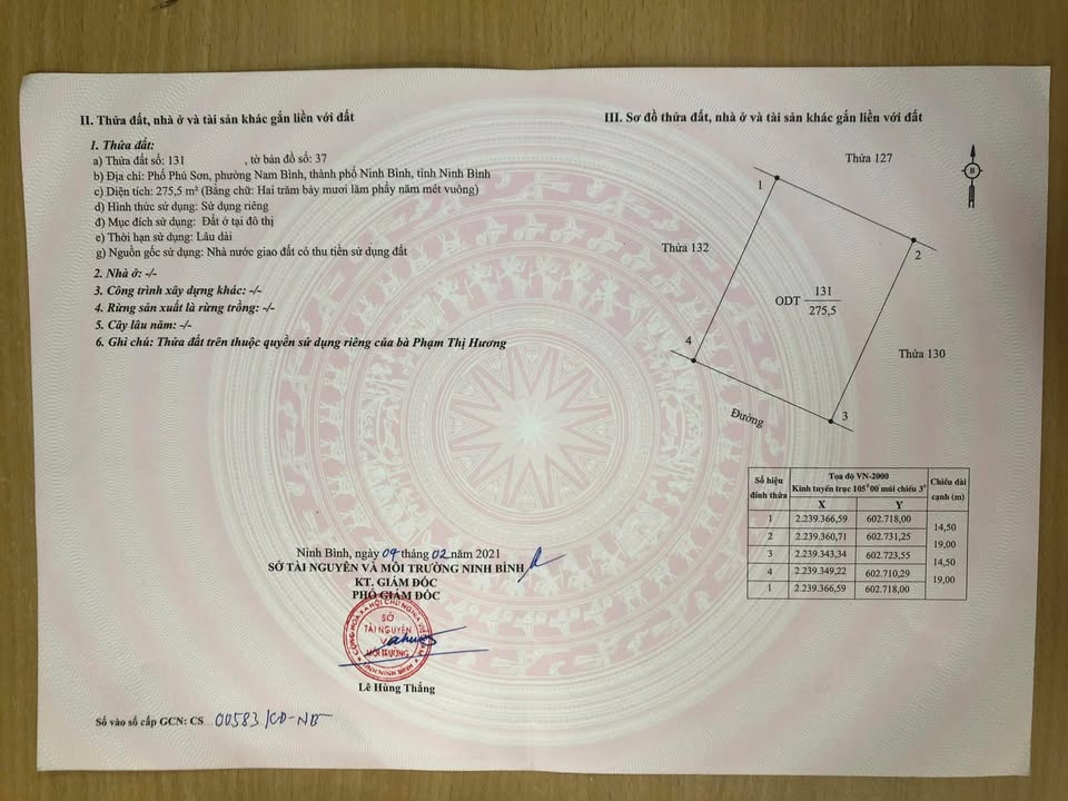 Đất nhà vườn 275m² phường Nam Sơn, Tam Điệp - Cơ hội đầu tư hấp dẫn!