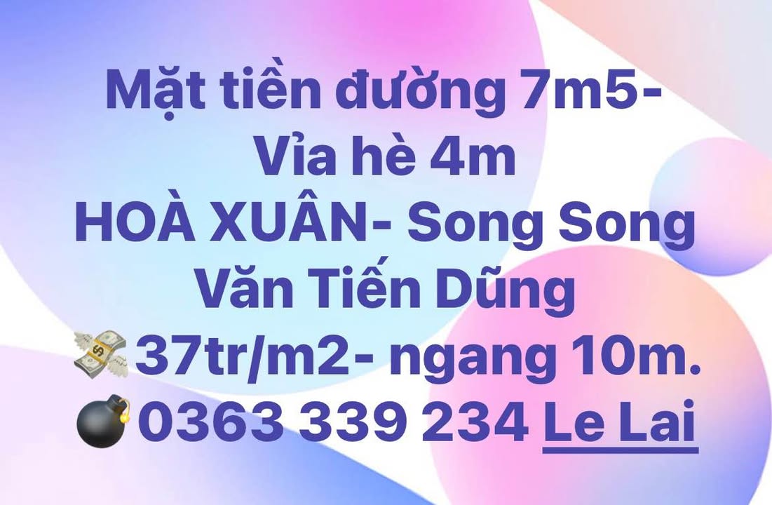 Đất nền Hòa Xuân Đà Nẵng 10m² giá 370 triệu - Mặt tiền đường rộng 7m5