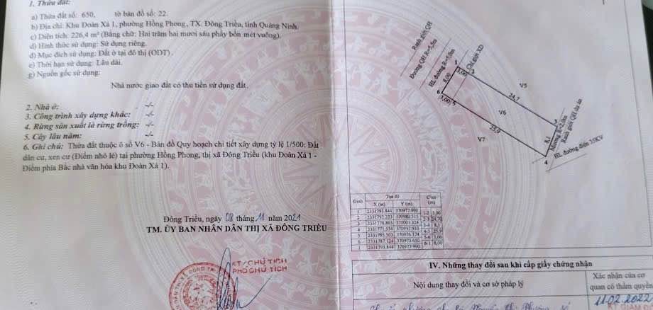 Đất nền Đoàn Xá 1, Đông Triều 226m² - Vị trí đắc địa, giá tốt!