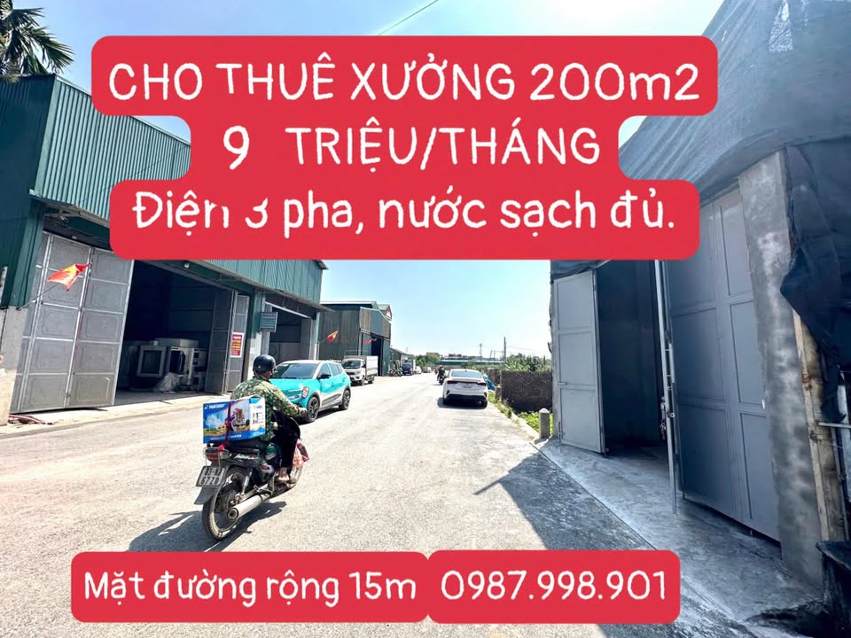 Kho xưởng cho thuê tại Vân Côn, Hoài Đức 200m² giá chỉ 9 triệu - Diện tích lớn, đường xe công tránh nhau!
