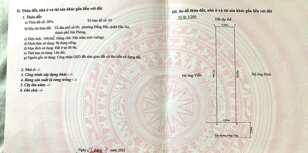 Đất Đường Hàng Tổng Đằng Hải 100m² giá 4 tỷ - Đầu tư sinh lời ngay!