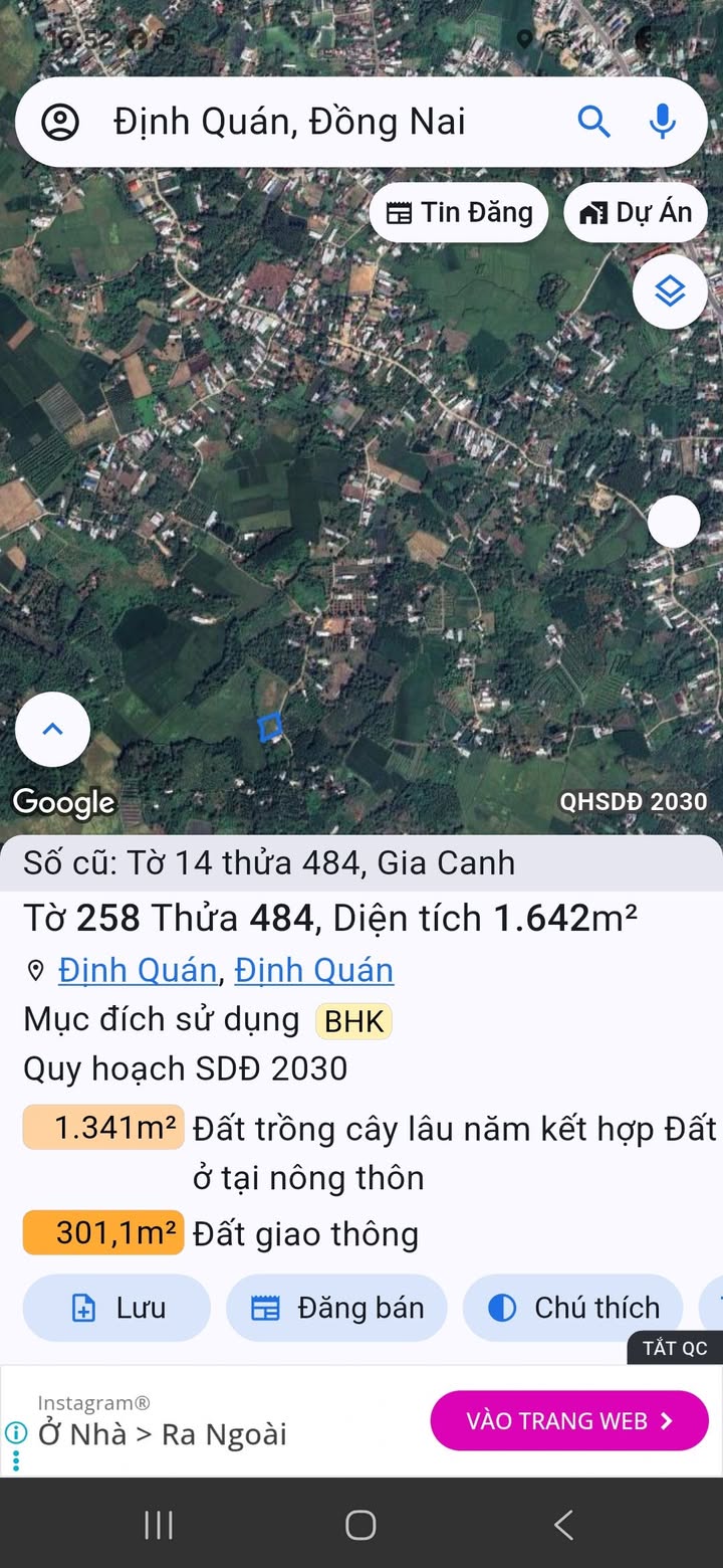 Đất nền Ấp 7 Gia Canh 1672m² giá 1.2 tỷ - Thế đất nở hậu, mặt tiền bê tông!