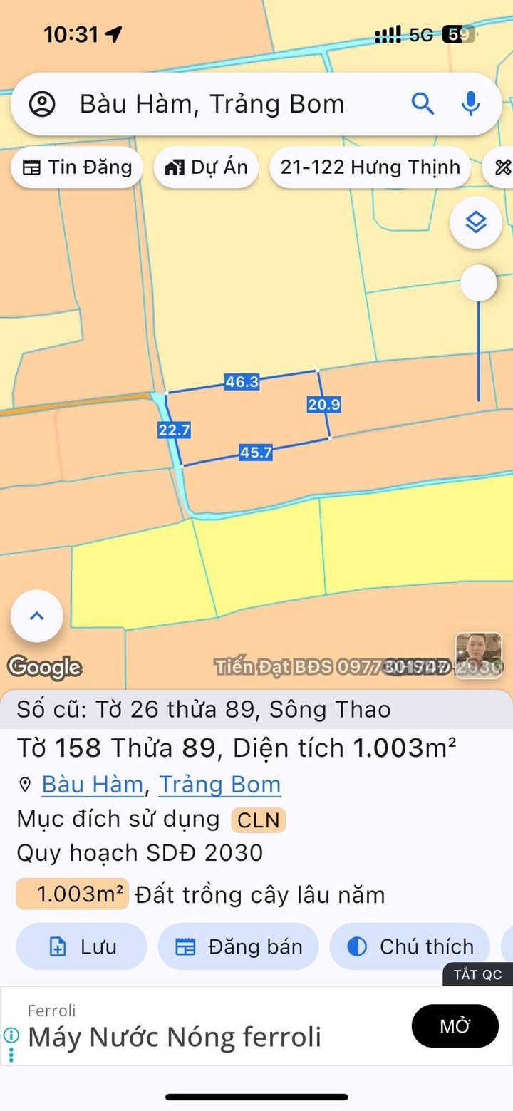 Đất nền Sông Thao Trảng Bom 1000m² giá 800 triệu - Cơ hội đầu tư hấp dẫn!