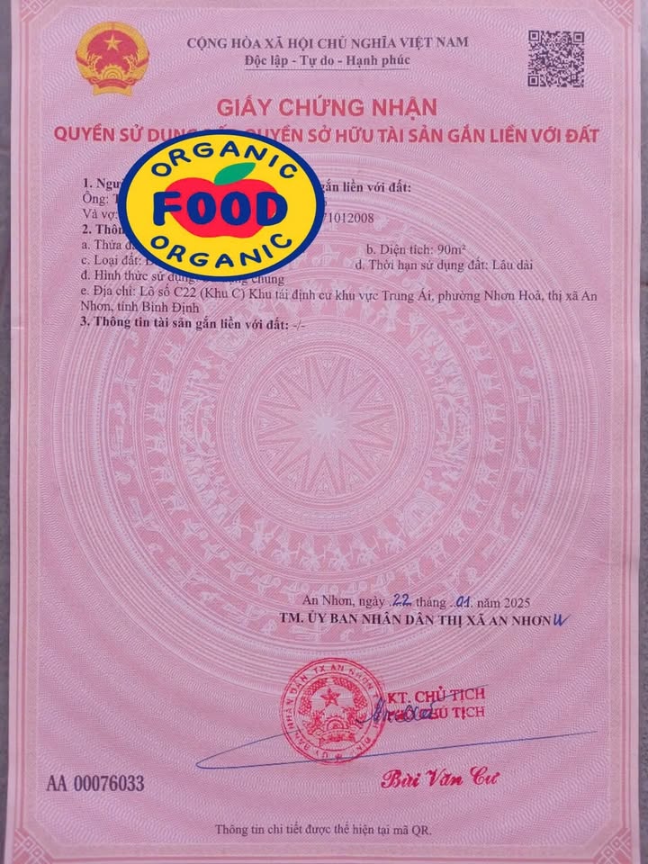 Đất nền Nhơn Hòa An Nhơn 90m² giá 890 triệu - Đầu tư sinh lời bền vững!