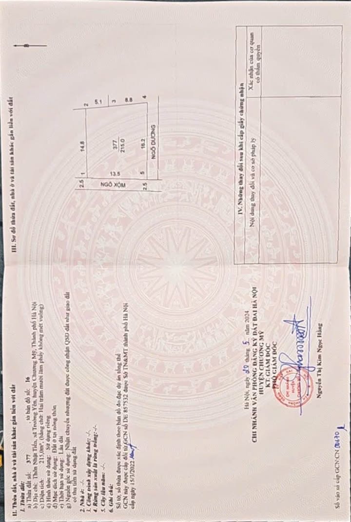 Đất thổ cư 215m² thôn Nhật Tiến, xã Phú Nghĩa - Chỉ 2 tỷ, cơ hội đầu tư tuyệt vời!