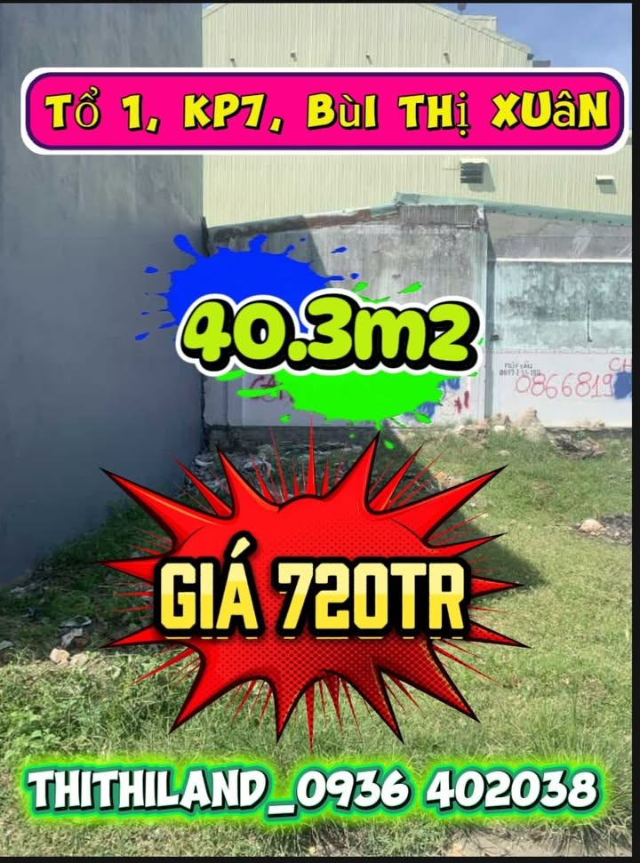 Đất nền Bùi Thị Xuân, Quy Nhơn 40.3m² giá 720 triệu - Đầu tư sinh lời lý tưởng!