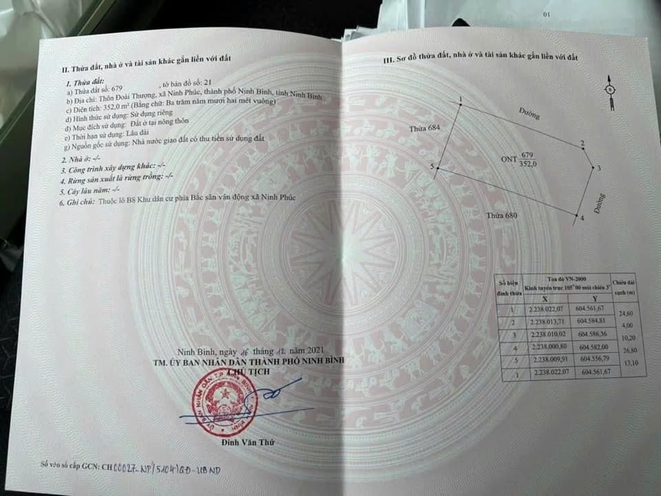 Đất nền Ninh Phúc 352m² giá 10.966 tỷ - Đầu tư siêu lợi nhuận!