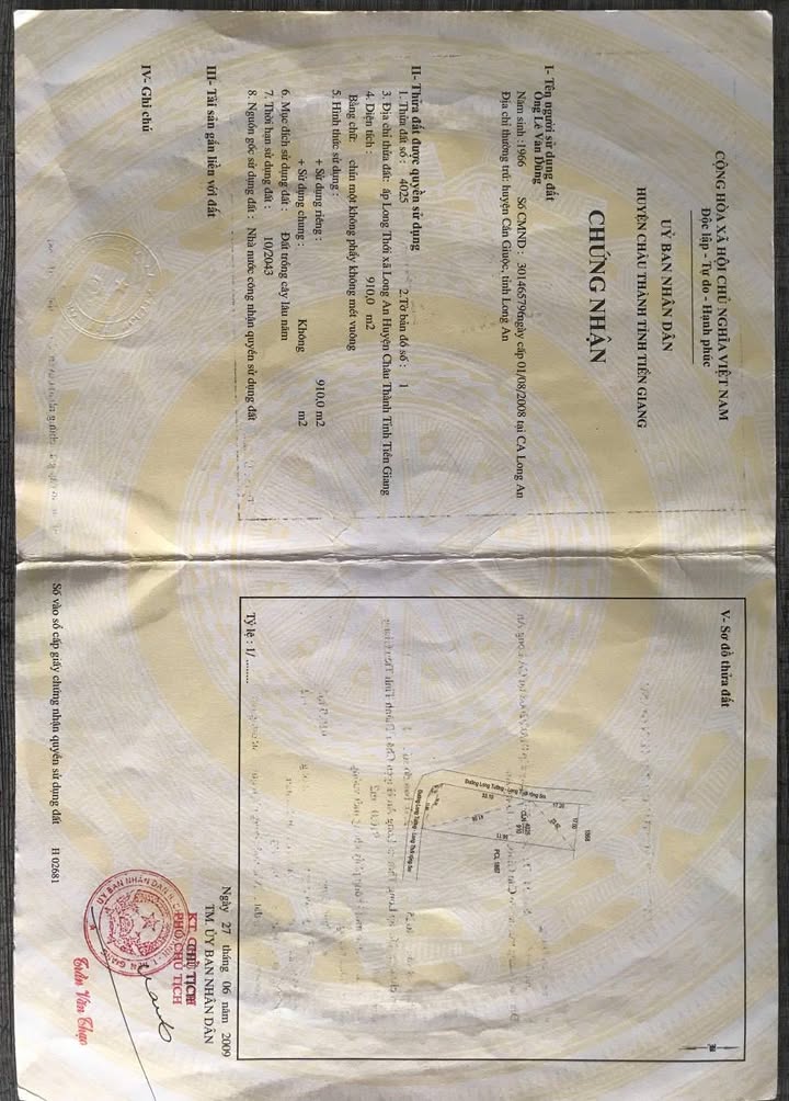 Đất mặt tiền Long Thới, Châu Thành, Tiền Giang 918m² - Đầu tư sinh lời lớn!