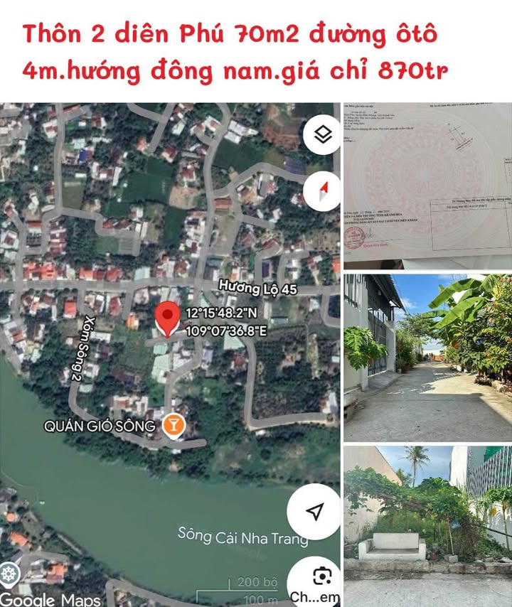 Đất nền Diên Phú 70m² giá chỉ 870 triệu - Đường ô tô vào tận nơi!