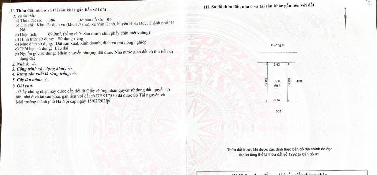 Đất nền Vân Canh Hoài Đức 69m² giá thỏa thuận - Tiềm năng tăng giá cao!