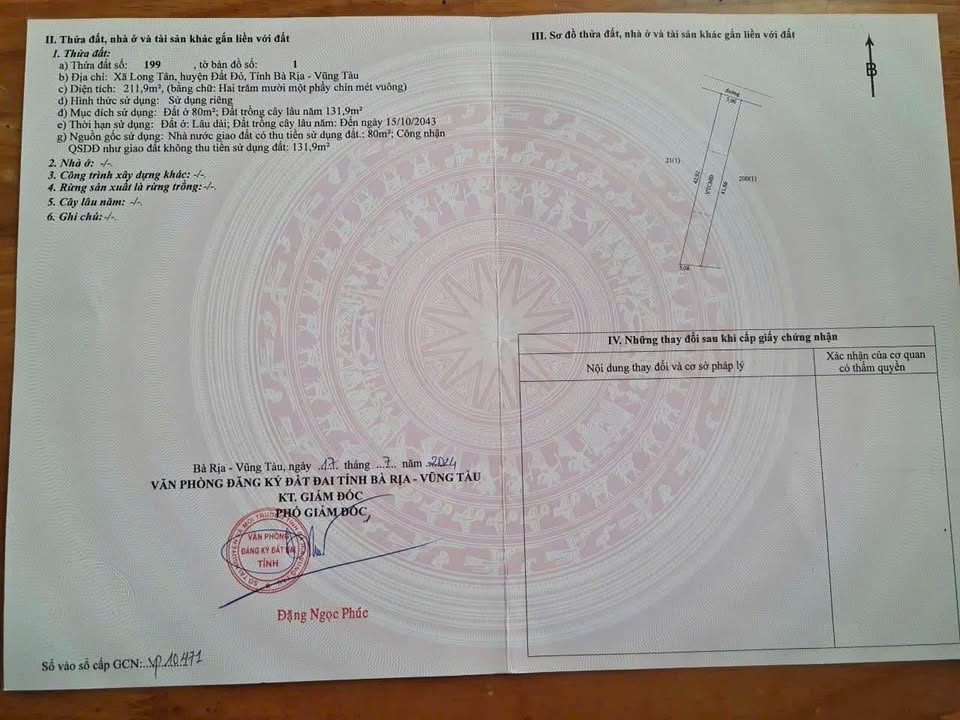 Đất Long Tân Đất Đỏ 211m² giá 599 triệu - Cơ hội đầu tư tốt!