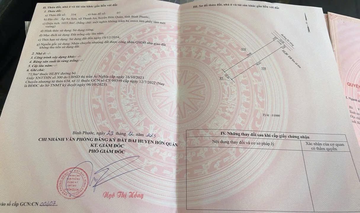 Đất nền Thanh An Hớn Quản 1000m² giá 265 triệu - Sổ hồng chính chủ