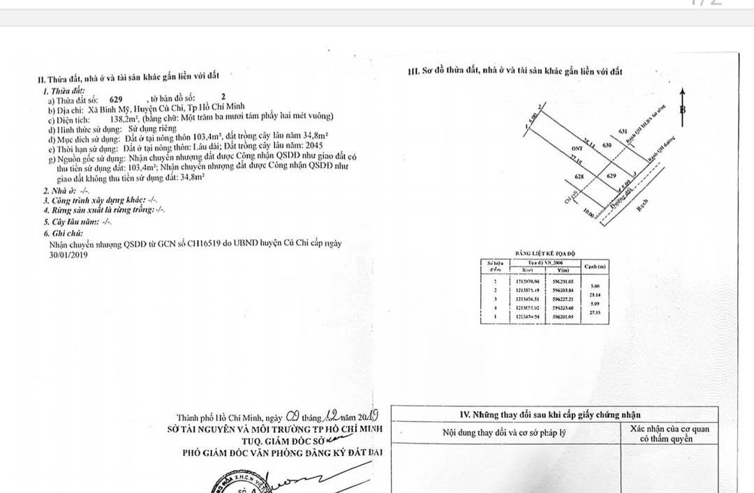 Đất nền Củ Chi 138m² giá 1.95 tỷ - Hướng Đông, gần khu công nghiệp