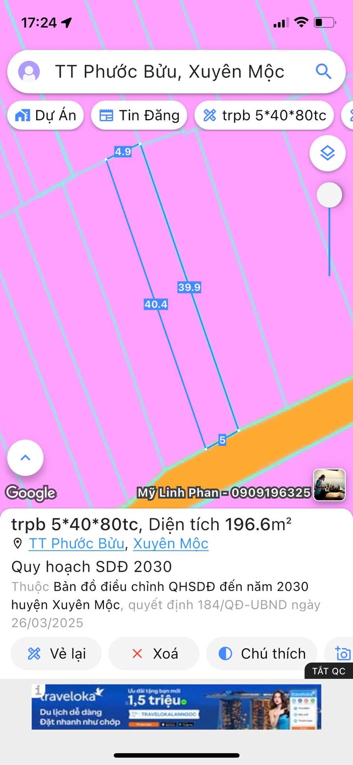 Đất thổ cư Hồ Tràm 200m² giá chỉ 1.55 tỷ - Vị trí đắc địa trung tâm!