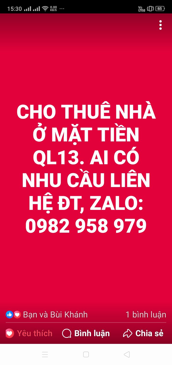 Nhà mặt tiền QL13, Bàu Bàng 20m² giá 2.5 triệu - Thích hợp kinh doanh ngay!