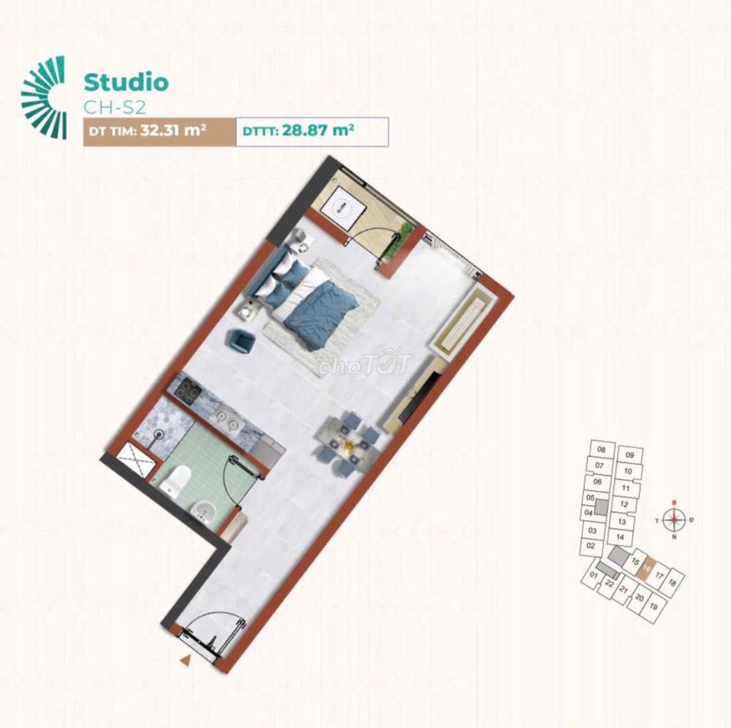 Căn hộ Studio 1PN mặt tiền Quốc Lộ 1A - Giá chỉ 800 triệu, view thông thoáng!