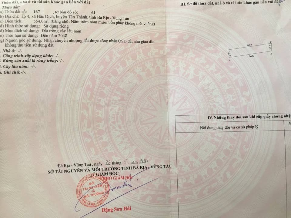 Đất nền Hắc Dịch, Phú Mỹ 550m² - Chính chủ bán giá tốt, đầu tư sinh lời!