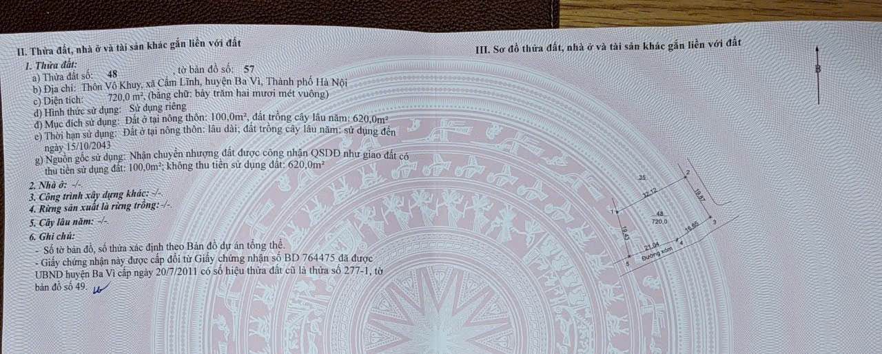 Đất nền 720m² thôn Vô Khuy, Ba Vì chỉ 2.16 tỷ - Đầu tư sinh lời ngay!