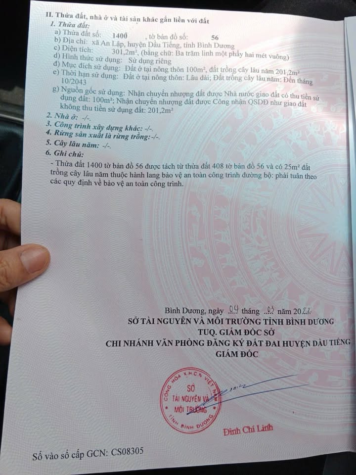 Đất nền Tây Nam Dầu Tiếng 300m² giá chỉ 800 triệu - Cơ hội đầu tư tuyệt vời!