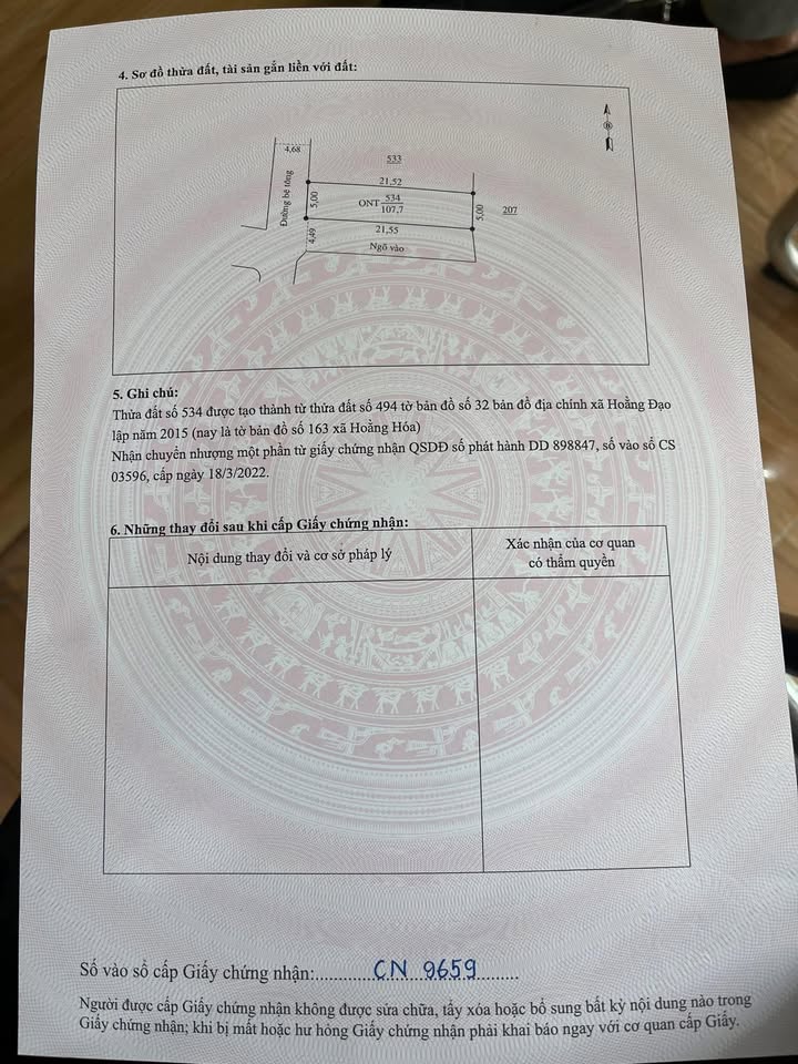 Đất nền xã Hoằng Đạo 80m² giá 600 triệu - Sổ hồng chính chủ, hướng Tây Nam!