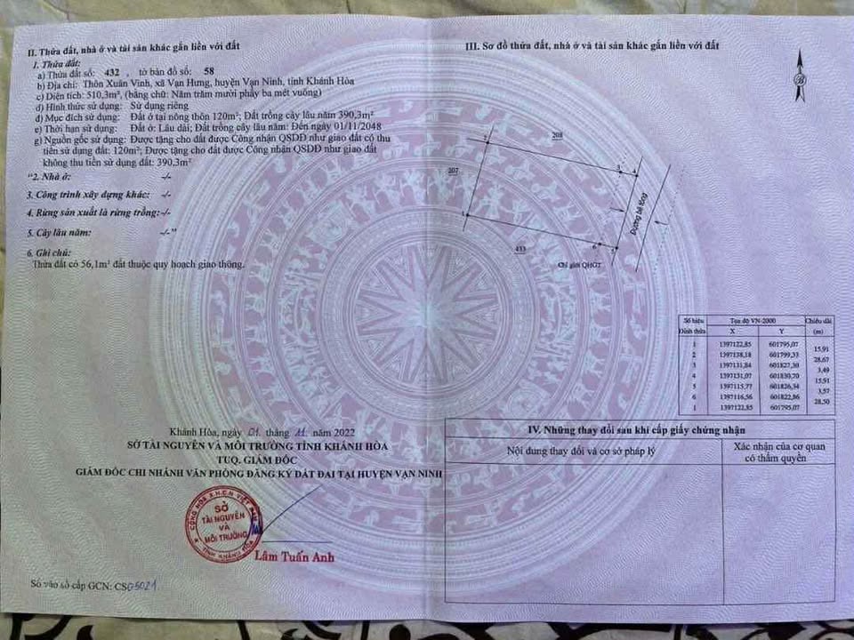 Đất nền Vạn Hưng, Vạn Ninh 510m² giá 6.885 tỷ - Gần bãi biển chỉ 150m!