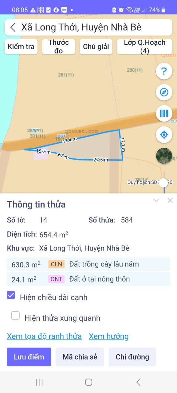 Đất vườn 654m² xã Long Thới, Nhà Bè - Giá chỉ 4.054 tỷ!