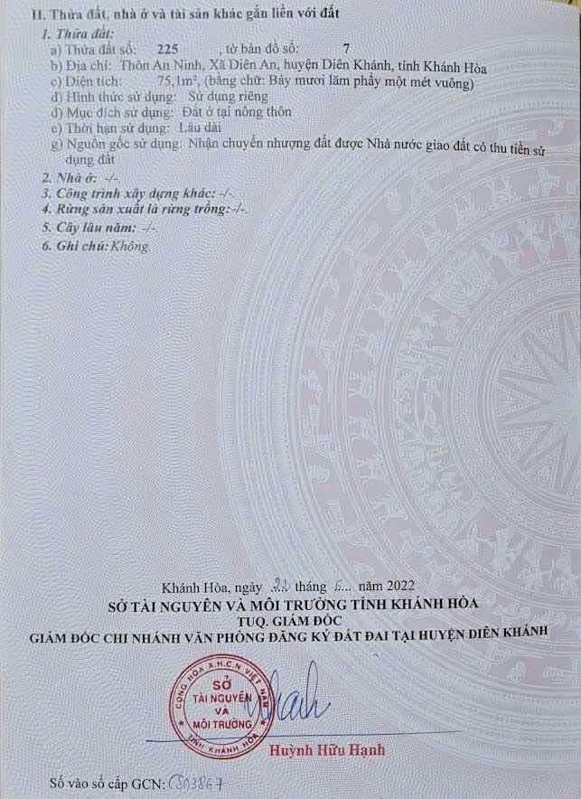 Đất thổ cư thôn An Ninh, Diên An 75.1m² giá 780 triệu - Đầu tư sinh lời ngay!