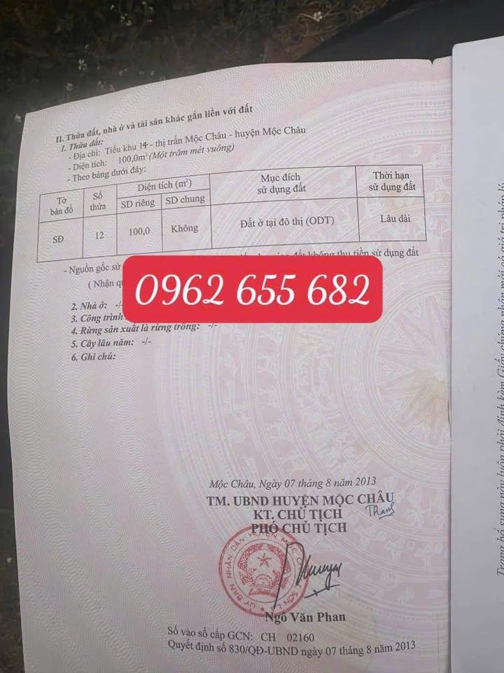 Lô đất đẹp mặt QL6, Mộc Châu 100m² giá 3 tỷ - Cơ hội đầu tư hấp dẫn!