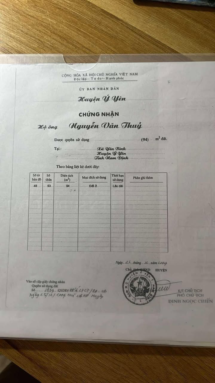 Đất nền Yên Bình, Ý Yên 94m² - Chính chủ bán gấp, giá thương lượng