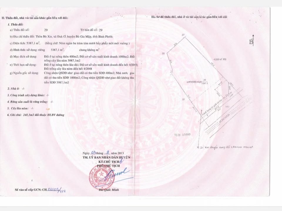 Đất nền mặt tiền đường ĐT 741, xã Đắc Ơ, huyện Bù Gia Mập, 5387m² giá 1.347 tỷ - Cơ hội đầu tư tuyệt vời!