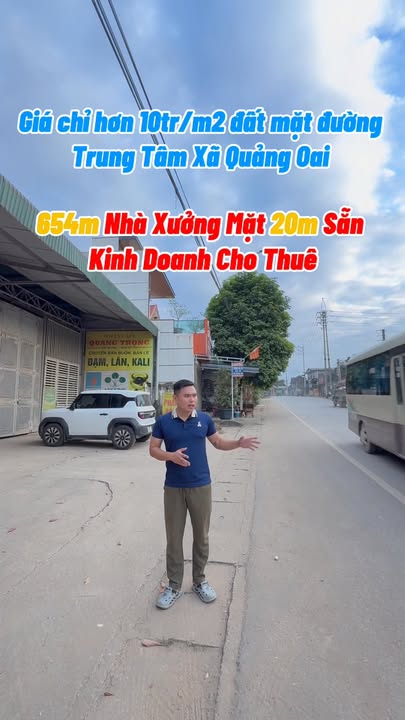 Bán lô đất mặt tiền 20m tại xã Quảng Oai, Ba Vì - Diện tích 654m², giá thỏa thuận!