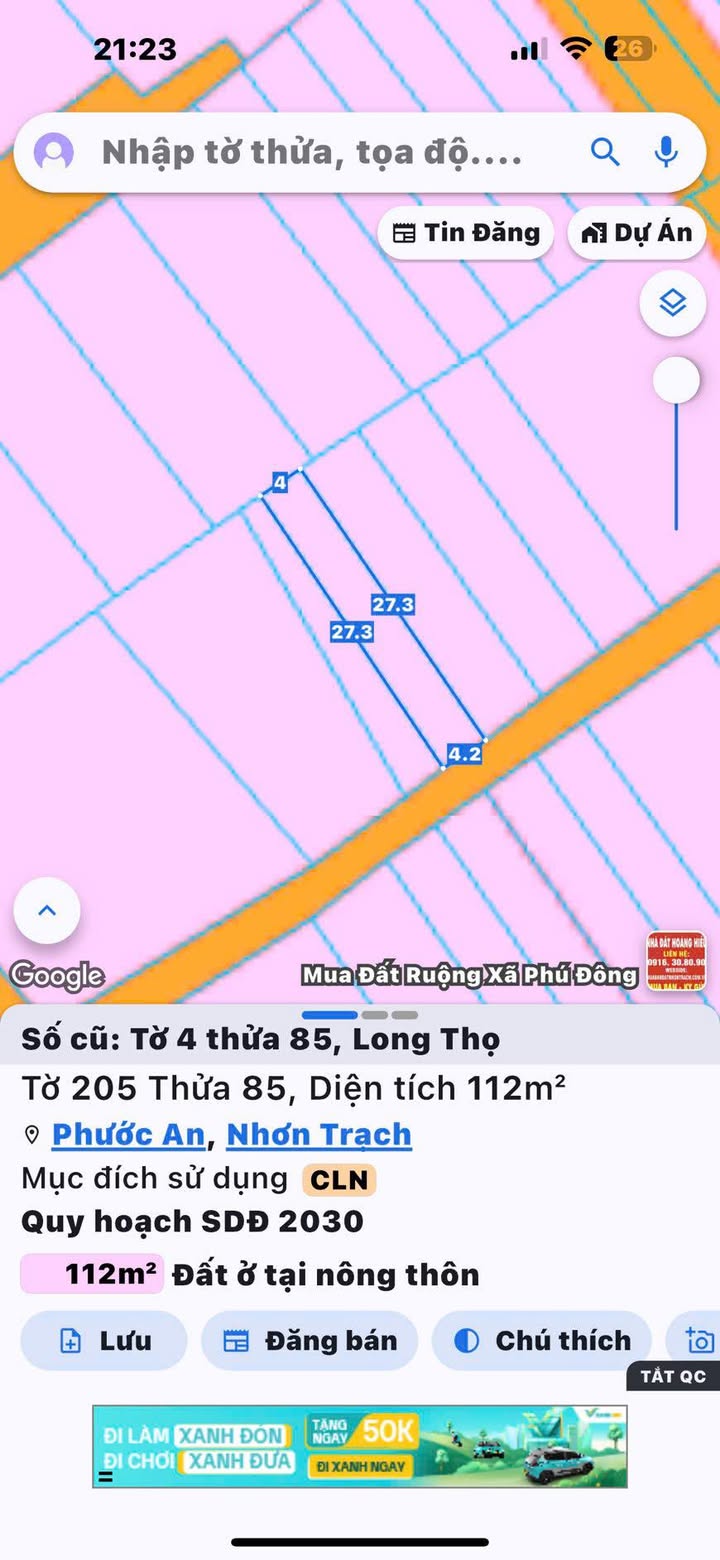 Đất nền 109m² xã Long Thọ, Nhơn Trạch giá 1.72 tỷ - Sổ riêng chính chủ!