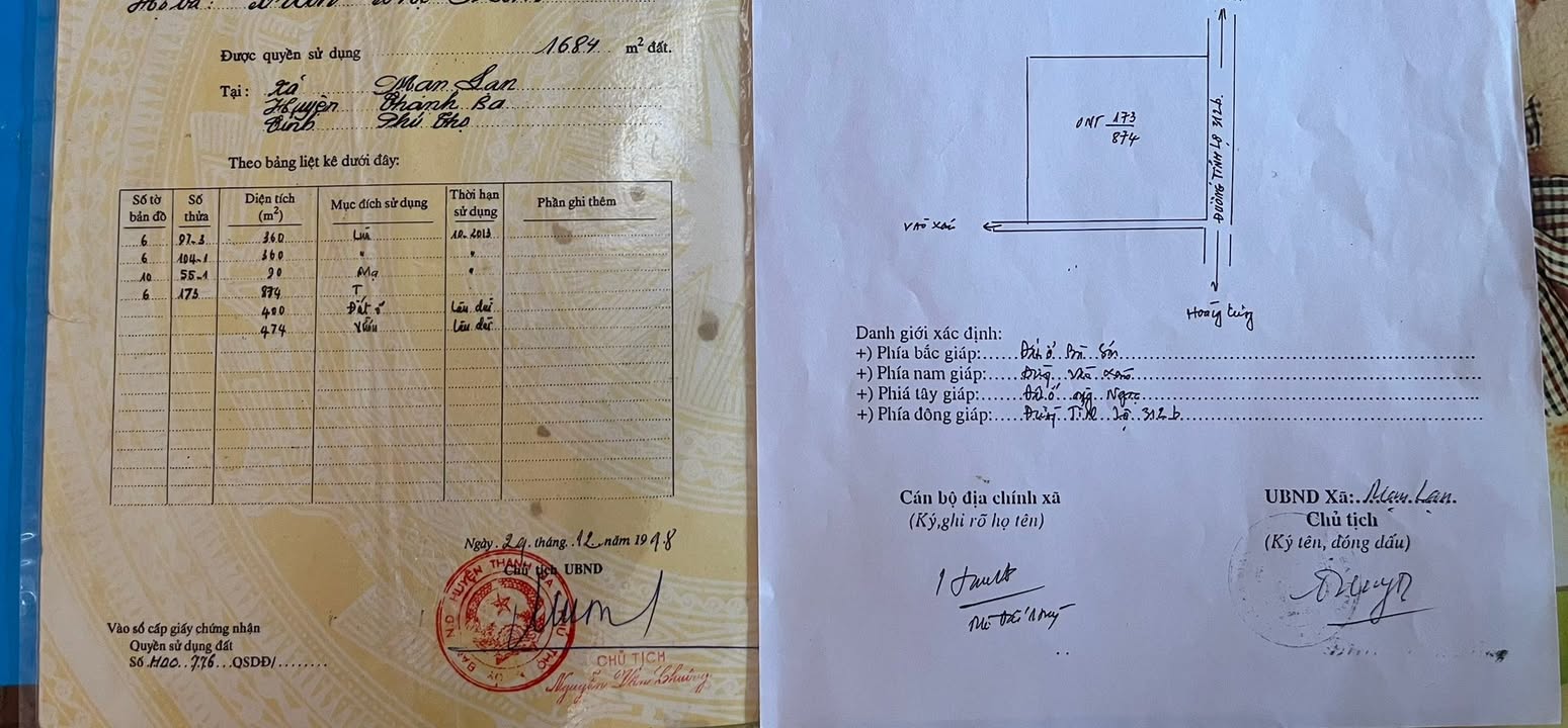 Bán đất thổ cư 819.6m² tại khu 9, xã Mạn Lạn, Phú Thọ - Tiềm năng phát triển cao!