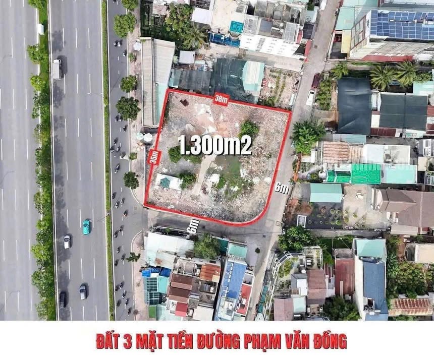 Đất góc 3 mặt tiền Phạm Văn Đồng, Thủ Đức 1300m² giá 179 tỷ - Cơ hội đầu tư lý tưởng!