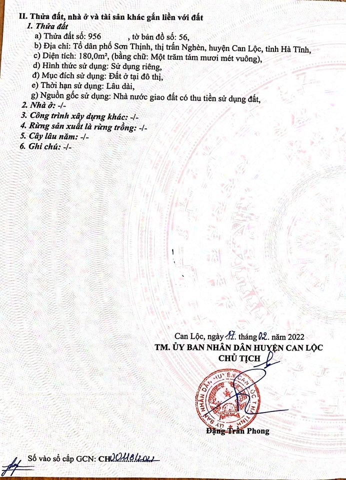 Đất nền TDP Sơn Thịnh, Can Lộc 180m² - Hướng Nam, vị trí trung tâm