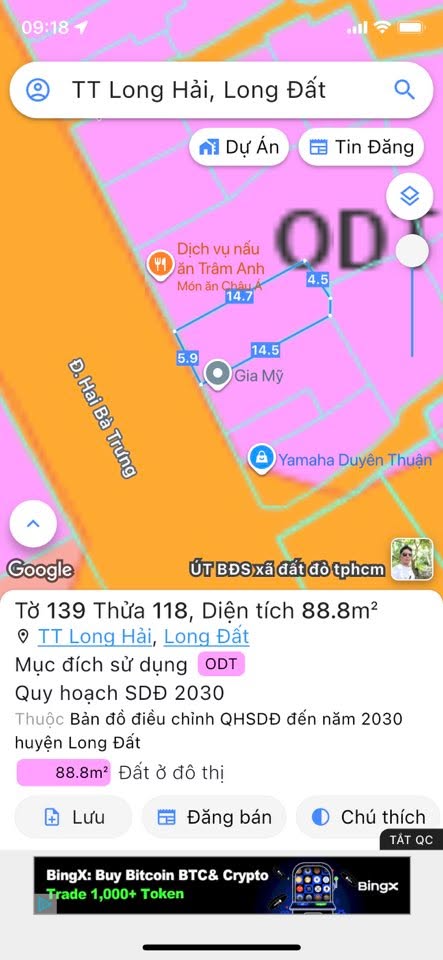 Đất mặt tiền đường Hai Bà Trưng, Long Hải, 88m², giá 5.1 tỷ - Đầu tư sinh lời ngay!