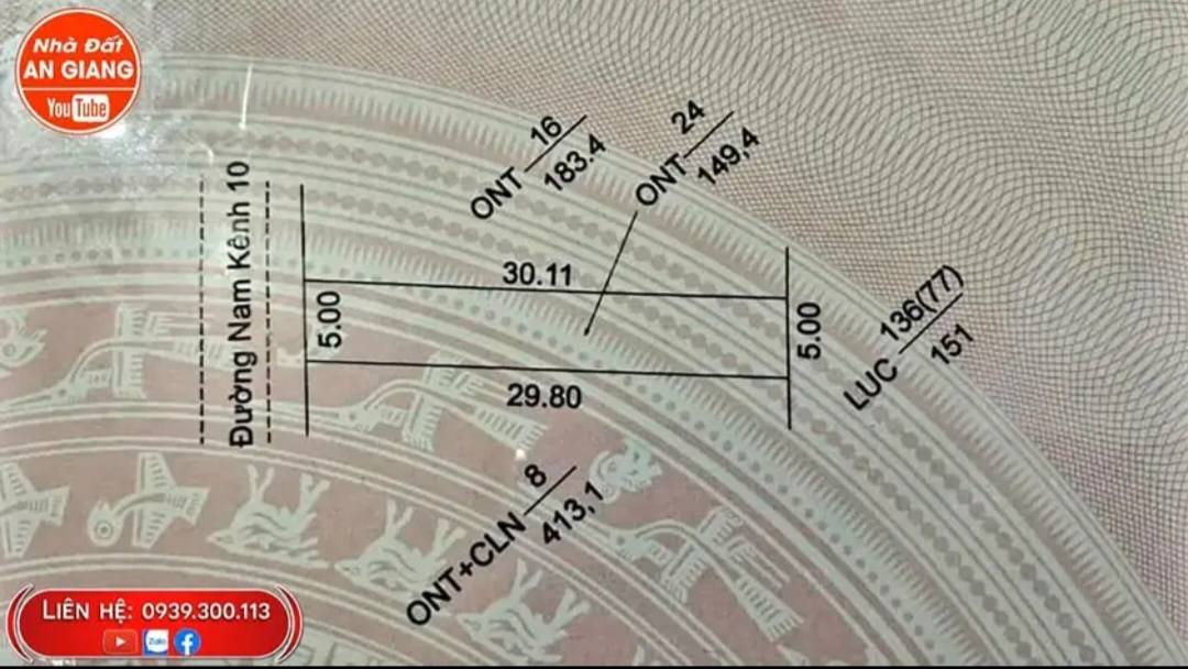 Đất nền mặt tiền xã Bình Phú, Châu Phú, 150m² giá chỉ 540 triệu - Cơ hội đầu tư hấp dẫn!