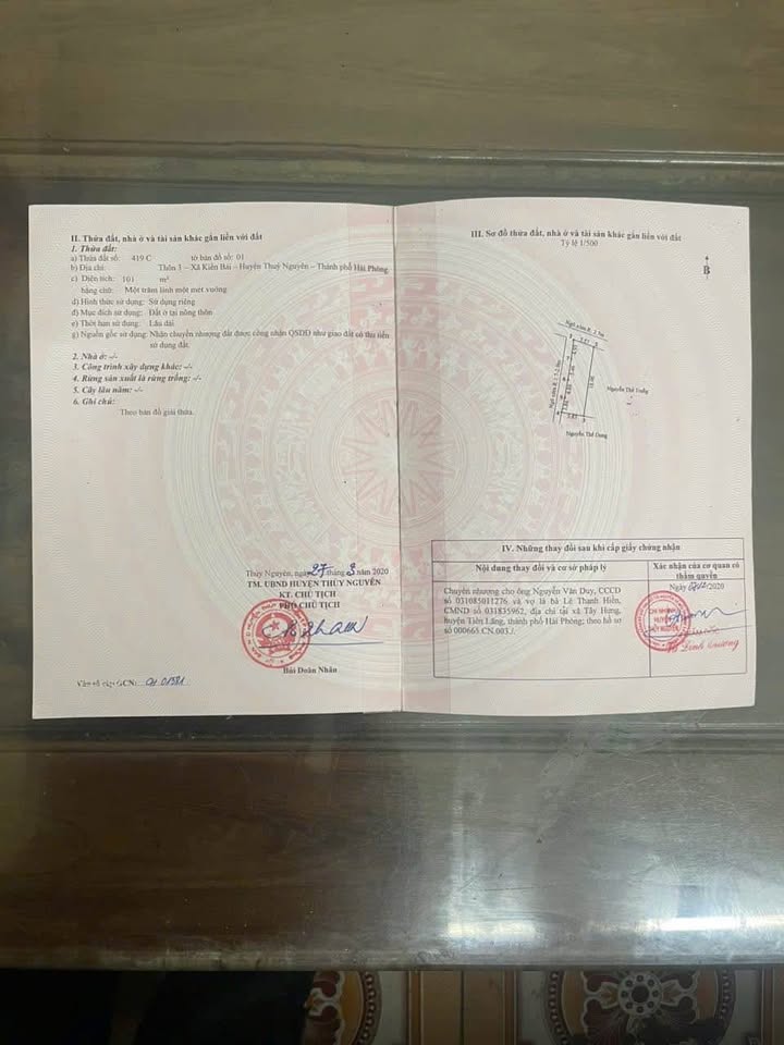 Đất thổ cư 101m² Kiền Bái, Thủy Nguyên giá 1.8 tỷ - Đầu tư sinh lời ngay lập tức!