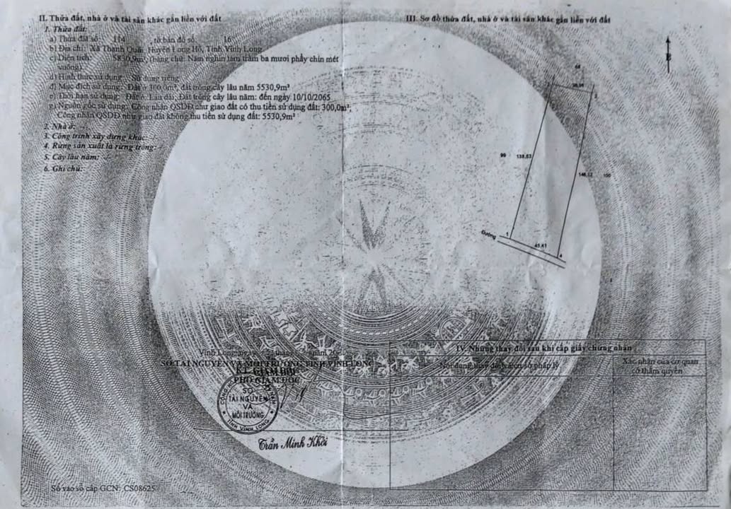 Đất vườn Phú Quới, Long Hồ 3000m² giá 1.44 tỷ - Sổ hồng chính chủ, thương lượng ngay!