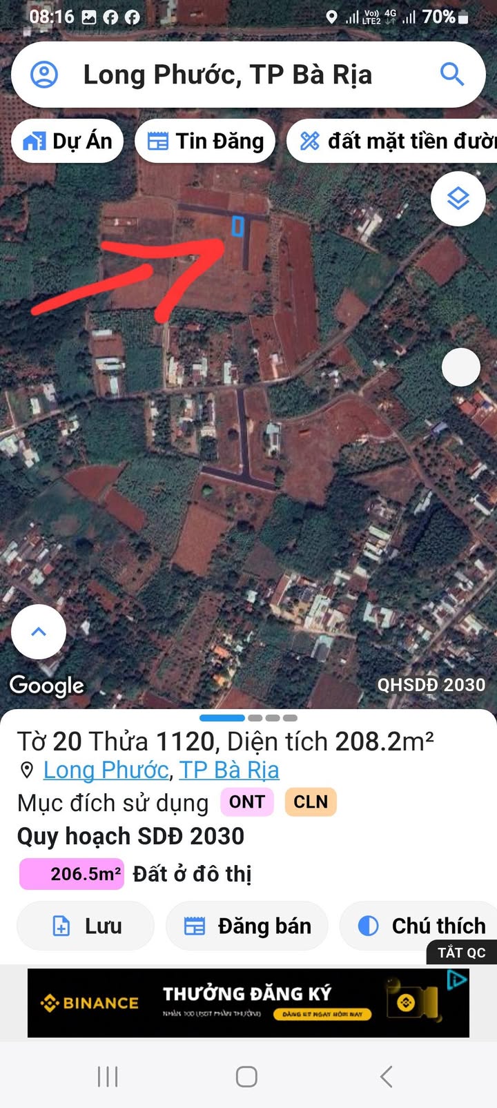 Đất góc 2 mặt tiền đường 79A, phường Tam Phước, Bà Rịa 210m² - Giá tốt, thương lượng!