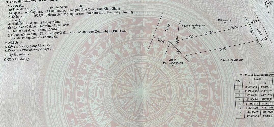 Đất nền Ông Lang Phú Quốc 1655.8m² - Cơ hội đầu tư sinh lời cao!