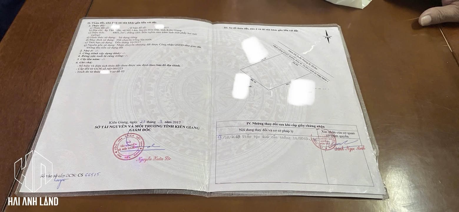 Đất Đê Quốc Phòng, Hòn Đất 4801m² giá 1.6 tỷ - Đầu tư sinh lời ngay!