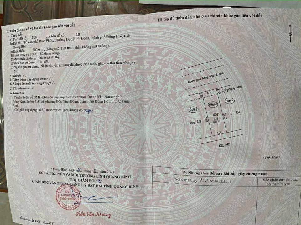 Đất nền Lê Lợi Đồng Hới 200m² giá chỉ 3.6 tỷ - Đầu tư sinh lời cao!