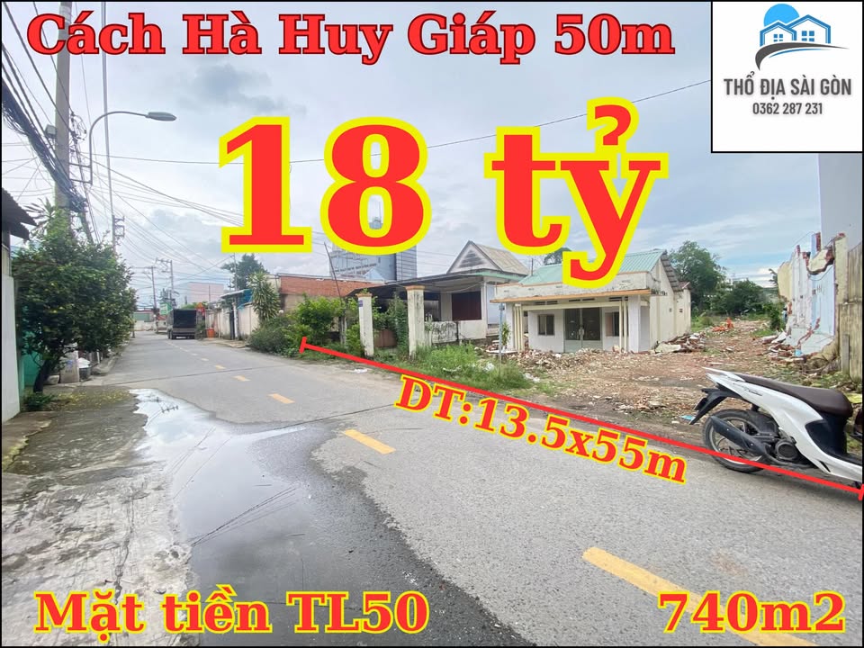 Đất mặt tiền Thạnh Lộc 50, quận 12 - Diện tích 742m², giá 18 tỷ - Đầu tư sinh lời