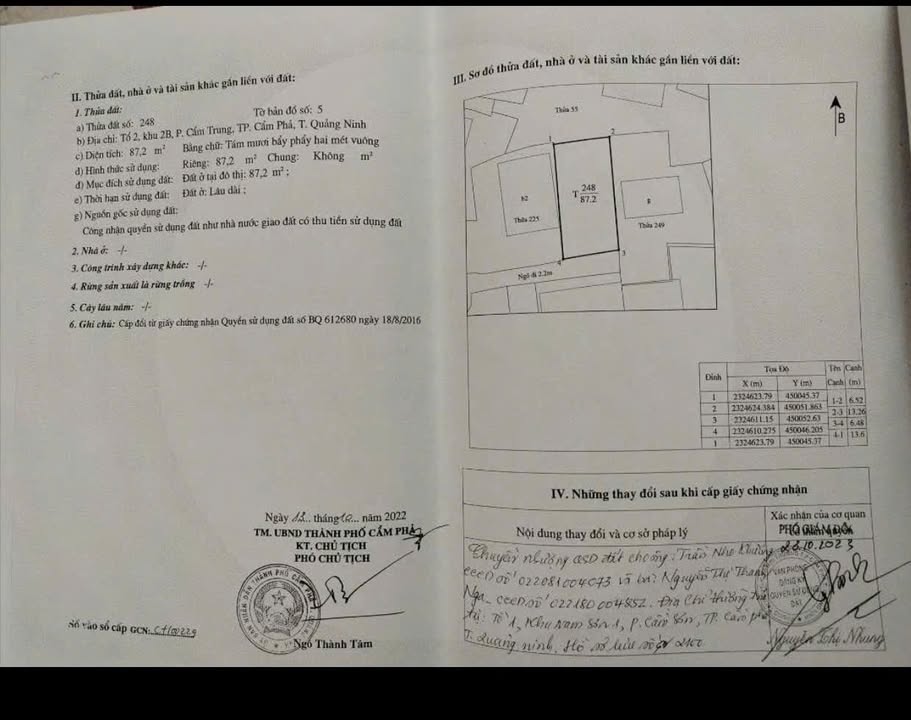 Đất xây dựng tại phường Cẩm Phả 87m² giá chỉ 800 triệu - Đầu tư sinh lời cao!