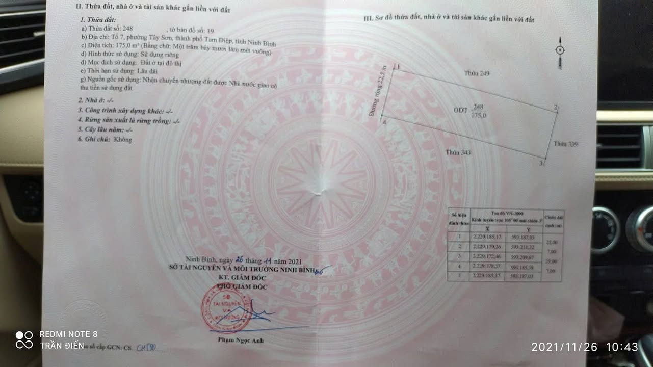 Bán lô đất Tây Sơn, Tam Điệp 175m² giá rẻ nhất khu vực - Cơ hội đầu tư hấp dẫn!