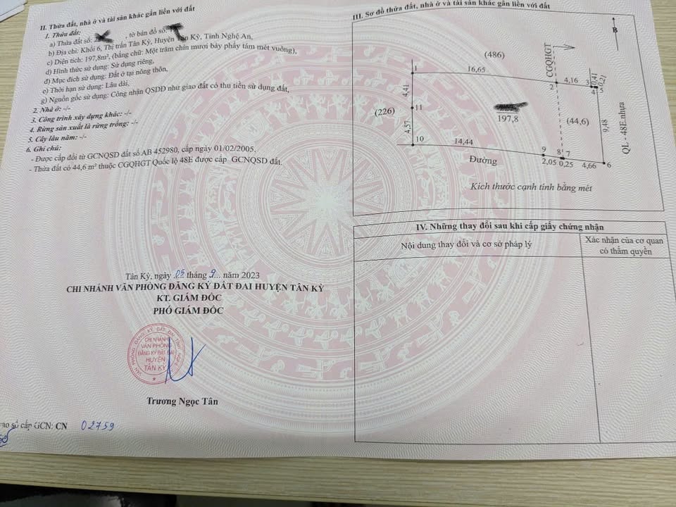 Đất nền Tân Kỳ 197.8m² giá 9.8 tỷ - Cơ hội đầu tư tuyệt vời!