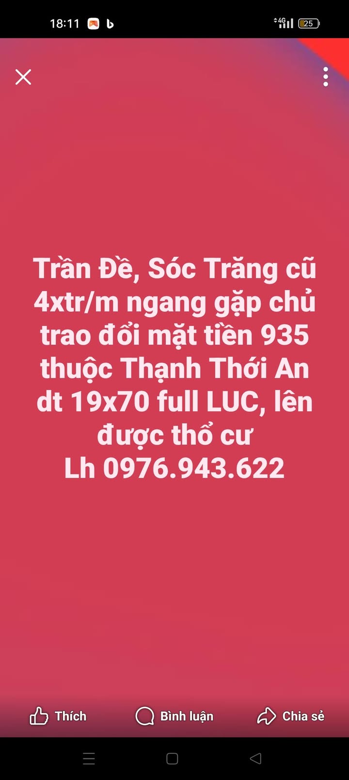 Đất thổ cư mặt tiền đường 935, Thạnh Thới An, Trần Đề, Sóc Trăng 1330m² - Cơ hội đầu tư tuyệt vời!